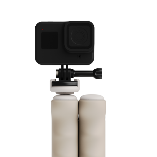 Action camera with a tripod on a white background